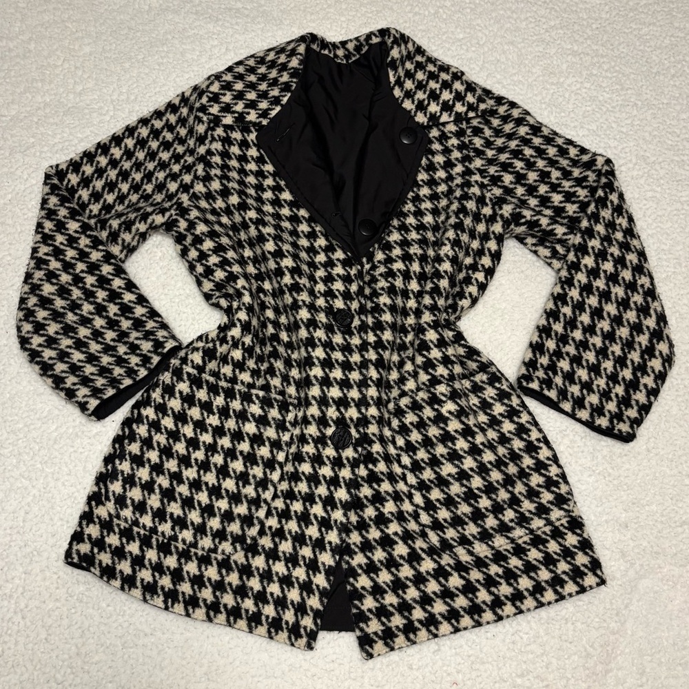 Kristen Blake Women Vintage Classic Houndstooth Reversible Peacoat